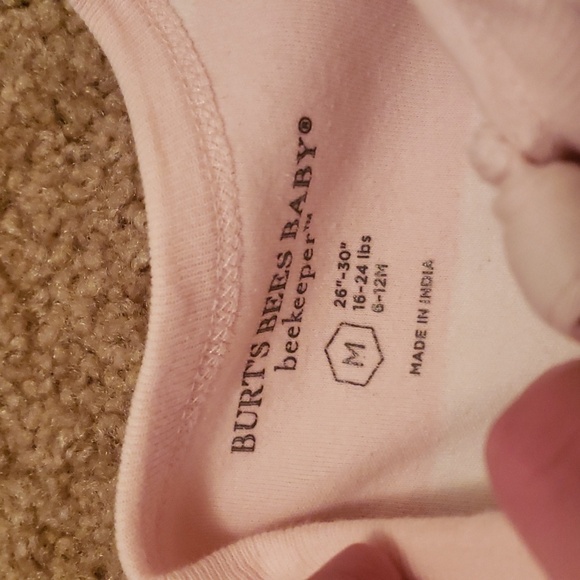 Burt's Bees Baby M 6-12M Girl Pink White Striped Sleep Sack - Picture 2 of 5